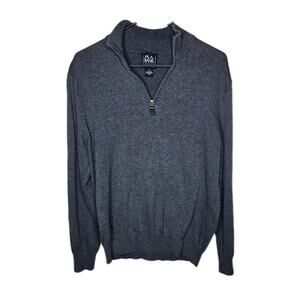 Jos A Bank Reserve Mens 1/4 Zip Long Sleeve Pullover Size M Dark Gray Cotton
